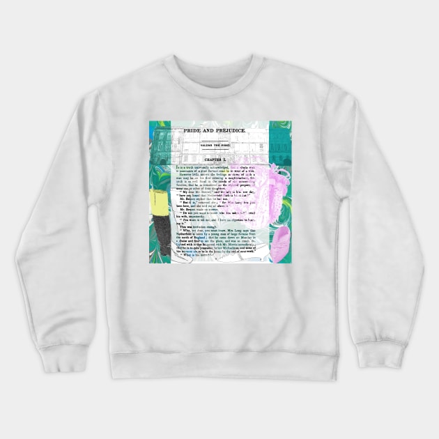 Jane Austen Pride and Prejudice Collage Crewneck Sweatshirt by MarbleCloud